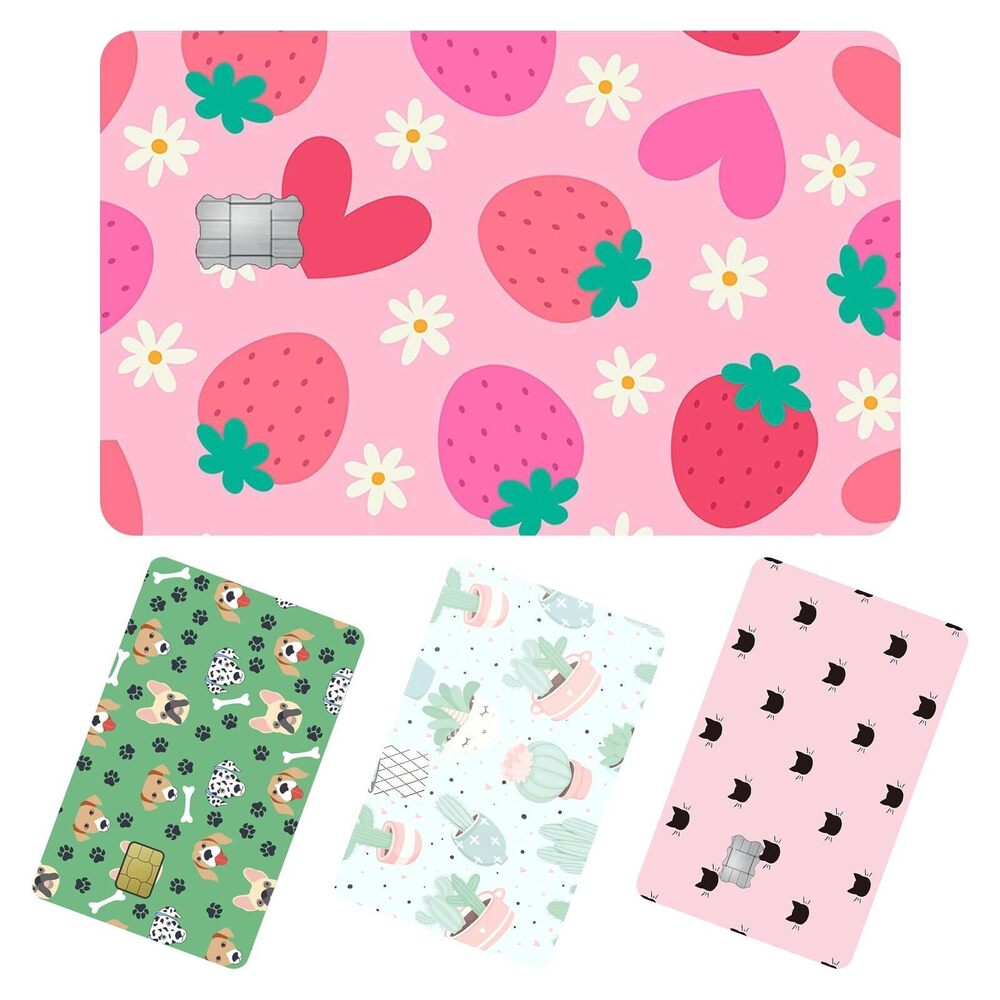 7775 8PCS Cute Debit Card Sticker Card Sticker Cover Waterproof & Removable